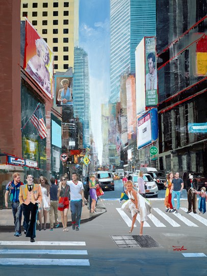 Life in Motion New York III by Torabi - Original Painting on Box Canvas